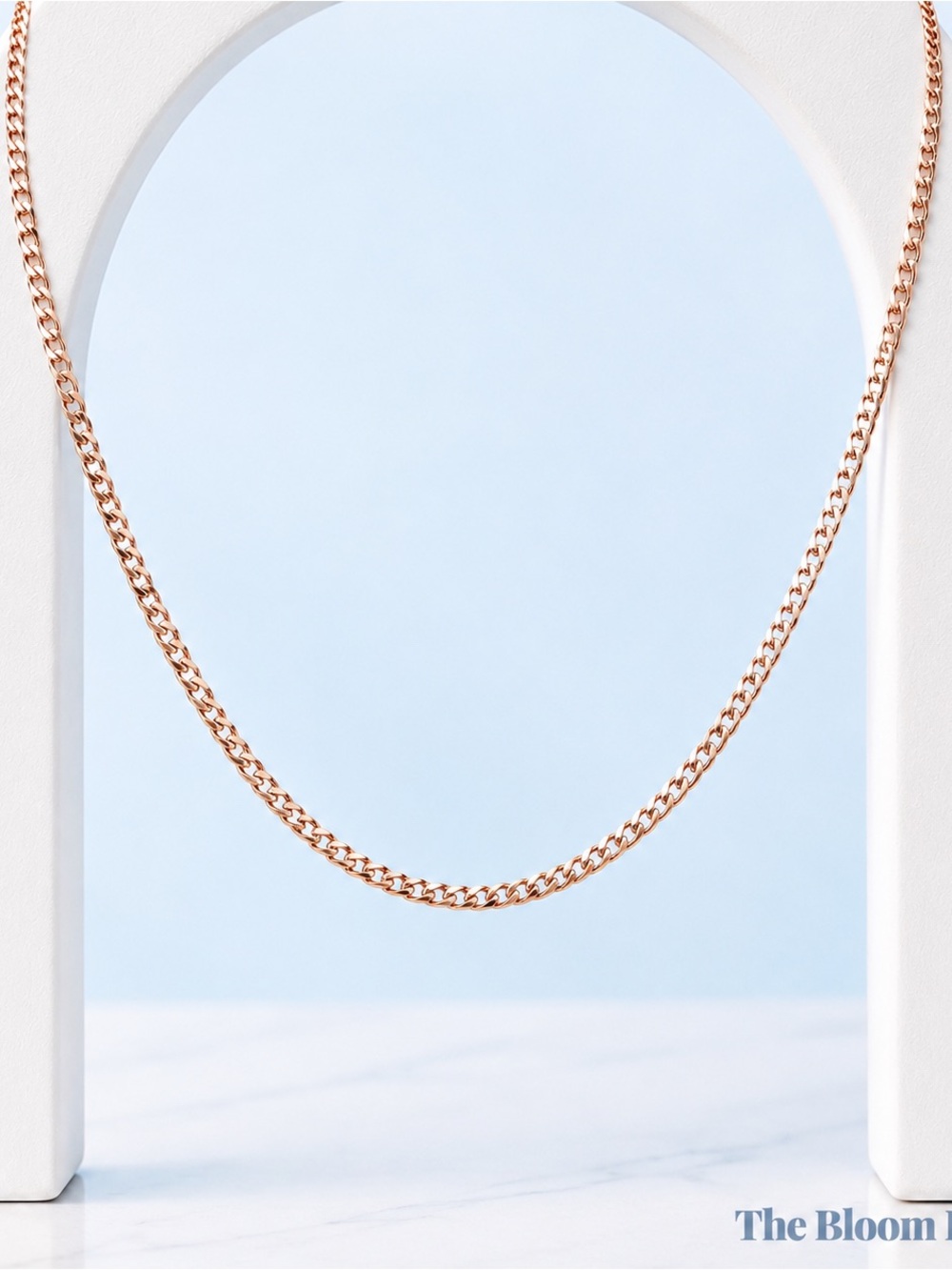 Blush Glow Necklace | Rose Gold Over 925 Sterling Silver 2MM Curb Chain